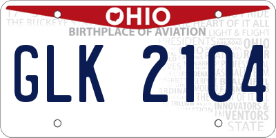 OH license plate GLK2104