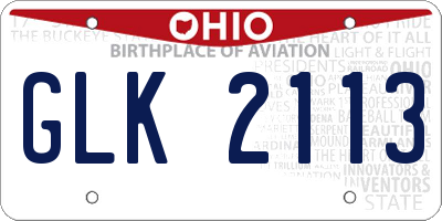 OH license plate GLK2113