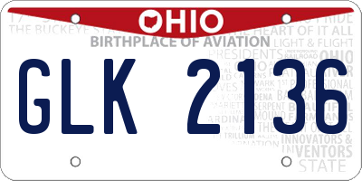 OH license plate GLK2136