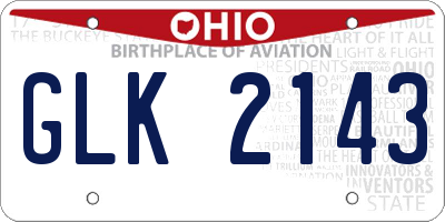 OH license plate GLK2143