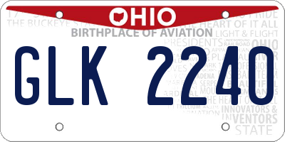 OH license plate GLK2240