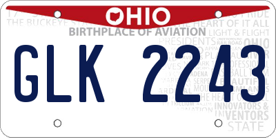 OH license plate GLK2243
