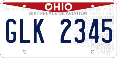 OH license plate GLK2345