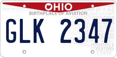 OH license plate GLK2347