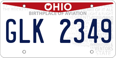 OH license plate GLK2349