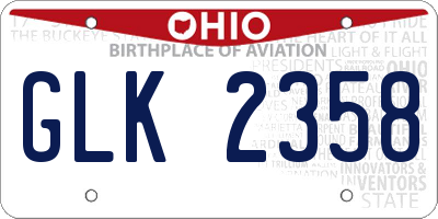 OH license plate GLK2358