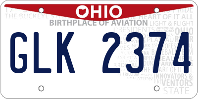 OH license plate GLK2374