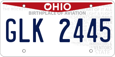 OH license plate GLK2445