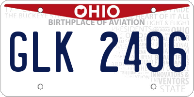 OH license plate GLK2496