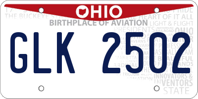 OH license plate GLK2502