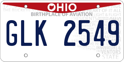 OH license plate GLK2549
