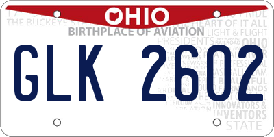 OH license plate GLK2602