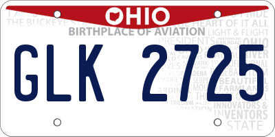 OH license plate GLK2725