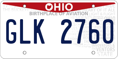 OH license plate GLK2760