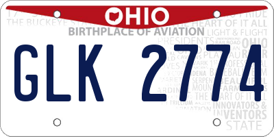 OH license plate GLK2774