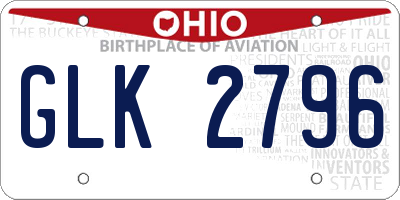 OH license plate GLK2796