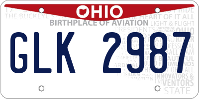 OH license plate GLK2987