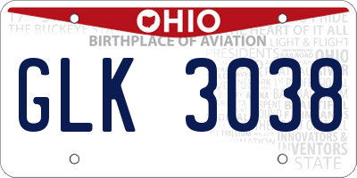 OH license plate GLK3038