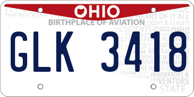 OH license plate GLK3418