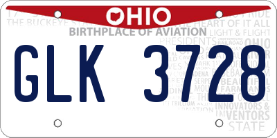 OH license plate GLK3728