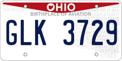 OH license plate GLK3729