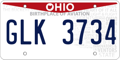 OH license plate GLK3734