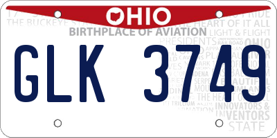 OH license plate GLK3749