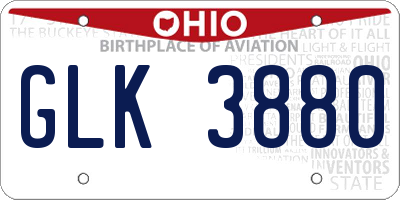 OH license plate GLK3880