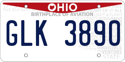 OH license plate GLK3890