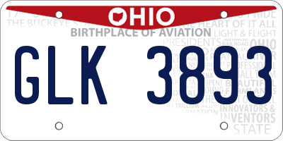 OH license plate GLK3893