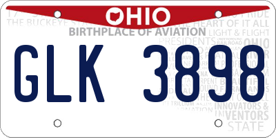 OH license plate GLK3898