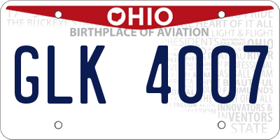 OH license plate GLK4007