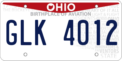 OH license plate GLK4012