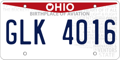 OH license plate GLK4016