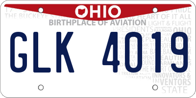 OH license plate GLK4019