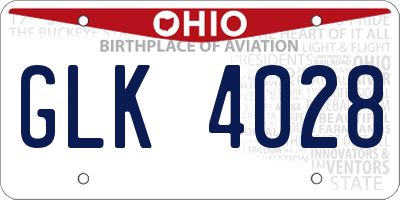 OH license plate GLK4028