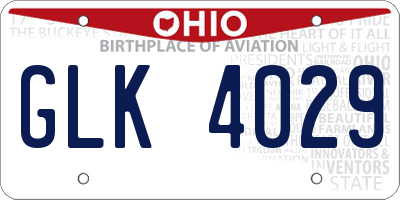 OH license plate GLK4029