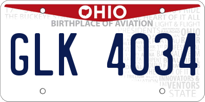 OH license plate GLK4034