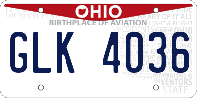 OH license plate GLK4036