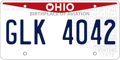 OH license plate GLK4042