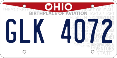 OH license plate GLK4072