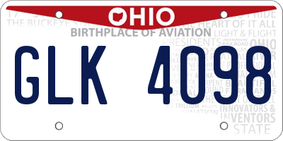 OH license plate GLK4098