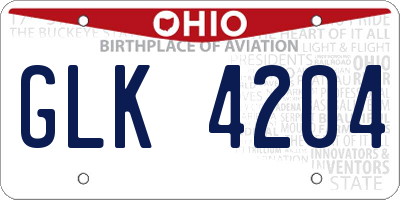 OH license plate GLK4204