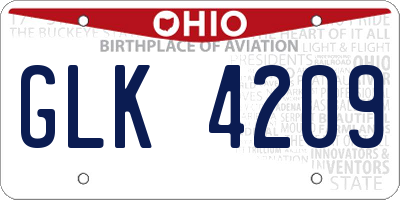 OH license plate GLK4209