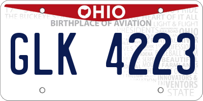 OH license plate GLK4223