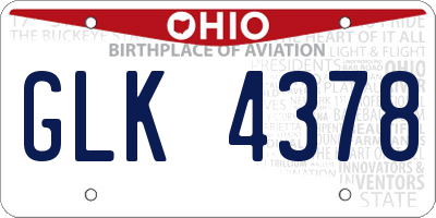 OH license plate GLK4378