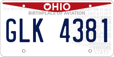 OH license plate GLK4381