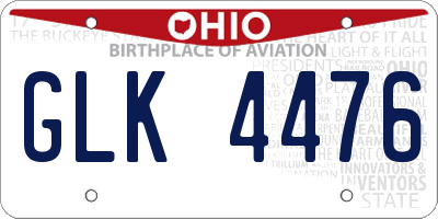 OH license plate GLK4476