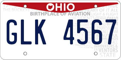 OH license plate GLK4567