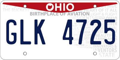 OH license plate GLK4725
